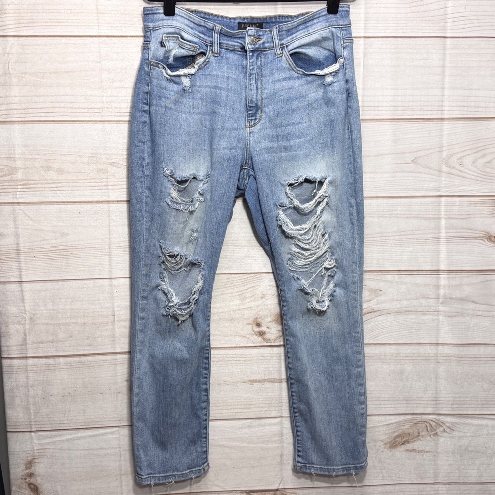 Judy Blue Distressed Paint Splatter Skinny Jeans Light Wash Denim 16W